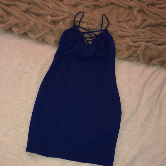 Royal blue dress, criss cross chest - Picture 2 of 4